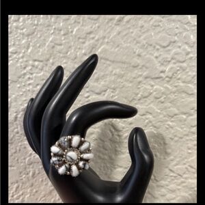 Cluster/Floral White Buffalo Stamped/Signed Statement Ring